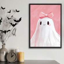 1pc, Canvas Wall Art, Framed Art Decor, Waterproof, Vintage Pink Bow Spooky, Halloween Children's Room Decor, Spooky In Pink Bathtub, Edgy Fashion Home Decor, Cute And Charming Spooky Paintings, Fall Decor, Halloween Decor, Room Decor, Dorm Room Decor, Bedroom Home, Wall Decor, Back To School Decor, School Dorm Decor, Bathroom Decor