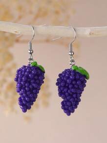 1 Pair Cute Faux Fruit Shaped Earrings, Summer Fun Lemon, Blueberry, Avocado, Watermelon, Strawberry, Orange, Resin Material Earrings