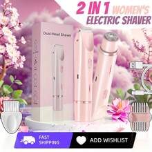 2 In 1 Electric Shaver For Women, 2025 New Rechargeable Women's Body Shaver Bikini Trimmer, Electric Razors For Women, Wet And Dry Hair Trimmer For Facial Face Lip Chin Underarm Legs (Pink)