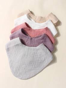 5pcs Soft Breathable Newborn Baby Bibs Set, Prevent Baby From Drooling And Soiling Clothes, Suitable For Daily Use - Multicolor - View 4