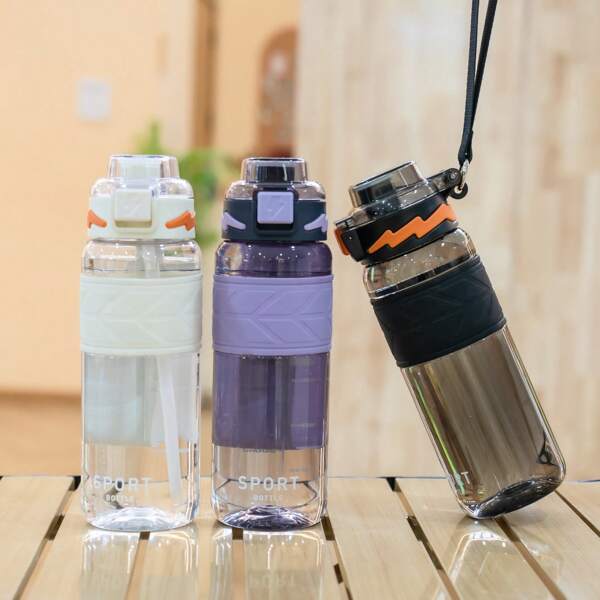 1pc 26oz/32oz Transparent/Frosted Plastic Water Bottle With Lid & Handle, Leak-Proof, Suitable For Students, Outdoor Sports, Travel, Gifts For Various Occasions