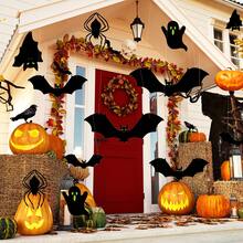 12-Piece Halloween Outdoor Bat Decor ,Fall,Halloween Decorations,Easy-Hang ,Quick Porch, Fence & Tree Decoration,Porch, Garden & Yard (Weather-Resistant)- 6 Sizes*2 (Large, Medium, Small Bats, Upside-Down Bats, Mini Ghosts, Spiders)