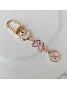 1 件金色蝴蝶字母钥匙扣、合金首字母情侣钥匙扣、背包配件 - 粉色 - 查看 32