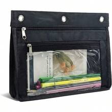 YoeeJob 1 Pack Pencil Pouch For 3 Ring Binder Expandable Binder Pouches With Zipper Large Capacity Pen Holder Case With Clear Window School Class Office Organizers Black Give Her A Gift - Black - View 1