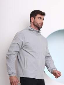 Vukkin M 522 Men's Windbreaker Jacket - Light Grey - View 4