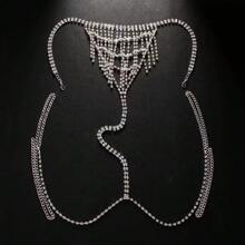 1 Stück Bikini mit kristallbesetzter Körperkette, sexy geeignet für Nachtclub & Strand
