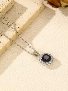 MODIAN MODIAN 925 Sterling Silver Elegant Luxury Geometric Royal Blue Zirconia Pendant Coliere pentru femei Aniversare Fine Bijuterii