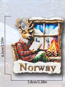 1 件挪威、冰岛、芬兰简约美丽冬夜极光磁性冰箱贴，旅行纪念品家居装饰 - 彩色 - 查看 4