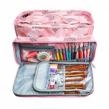 1pc Portable Extra Large Capacity Yarn Storage Bag (Upgraded Version), Floral Pattern Crochet Handbag, Bohemian Style, Crochet Tool Accessories Travel Storage Bag - Multicolor - View 12