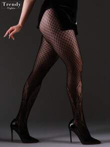 [DazzleLegs] 1 chiếc quần tất lưới cỡ lớn dành cho nữ, thích hợp cho Giáng sinh, Halloween, phong cách Punk Gothic Retro, màu đen, chất liệu lưới co giãn, kiểu dáng thời trang, gợi cảm, chất liệu đa năng cho mọi mùa. - màu đen - Xem 5