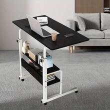 Height Adjustable Mobile Rolling Computer PC Laptop Over Bed Desk Overbed Desk - Black - View 8
