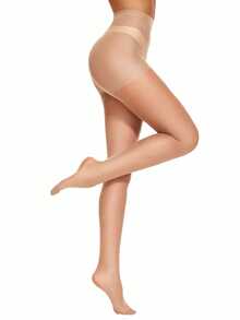 4双装 女士性感 20D 杏色透明长筒袜 紧身裤袜 时尚简约连裤袜 - 杏色 - 查看 4