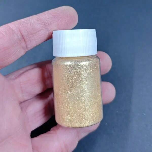 20ml/Botella Partículas gruesas Pigmento metálico con brillo dorado Polvo perlado Polvo de mica Brillo Tinte de color metálico para resina epoxi, slime, velas, madera, muebles, pintura DIY Artesanía
