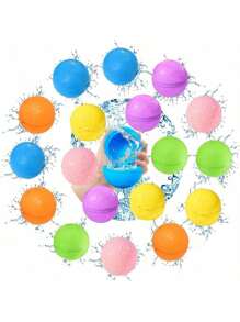 12/20Pcs Reusable Water Balloons, Pool Beach Water, Outdoor Summer Kit, Magnetic Water Ball For Outdoor Activities,Birthday Gifts For Friends And Family, Outdoor Accessories, Beach Essentials, Pool Float