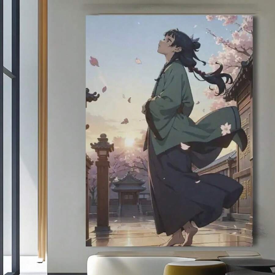Framed Toji Fushiguro Canvas Wall Art - Dynamic Anime Poster With Bold Action Scene, Black & White Characters, Perfect For Bedroom, Living Room, Or Office Decor, Dormitory Decoration | Monochrome Artwork | Vibrless Contrast - Framed - View 1