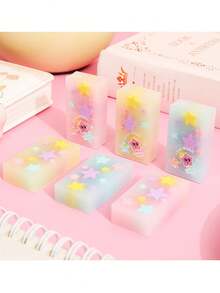 1pc/2pcs Star Shaped Transparent Jelly Erasers, Clear Drawing & Sketching Correction Supplies For Students, School Stationery & Gifts (Pattern Placement Varies) School Supplies,Back To School - Multicolor - View 4