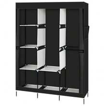 71" Portable Closet Wardrobe Clothes Rack Storage Organizer With Shelf Black/Gray/Blue - màu đen - Xem 5