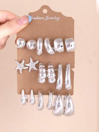 4-18pcs/Set Women Stylish Fashion Elegant Earring Jewelry Set, Suitable For Casual, Party, Travel, Beach, Birthday Gift