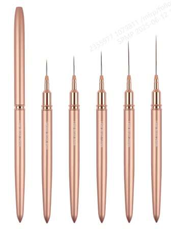 5 件套香槟色金属棒美甲线条笔指甲设计刷适用于长线条微小细节精细绘图指甲刷用于美甲