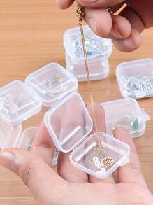 1pc Plastic Clear Small Box Mini Square Earbuds With Lid Jewelry Earrings Storage Earrings Storage Earrings Storage Earrings Storage Ear Stud Box Parts Box Plastic Clear Small Square Box Jewelry Box Earbuds Small Box Jewelry Small Box Jewelry Mini Storage Box Can Set LOGO