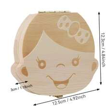 1pc Wooden Baby Teeth Box, Flip-Cover Style Tooth Fairy Box, Infant Tooth Collection Container For Boys And Girls