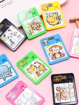 20pcs/10pcs Set Assorted Color/Shape Transparent Acrylic Jigsaw Puzzle Toys With Colorful Animal Patterns, Random Style Shipped (Partial Pieces Randomly Shipped)