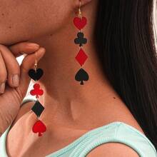 1 Pair Punk Style Acrylic Suit Symbol Dangle Earrings For Women, Suitable For Daily, Party, Date And All Occasions, Ladies Gift