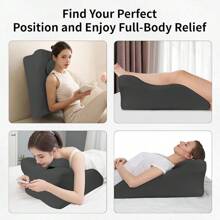 Almofada Cuneiforme Lombar para Cama, Almofada de Descanso para Sentar-se na Cama, Almofada de Espuma de Memória para Adultos para Apoio Lombar, Refluxo Ácido, Ronco, para Dormir, Elevação das Costas, Pernas e Suporte para os Joelhos