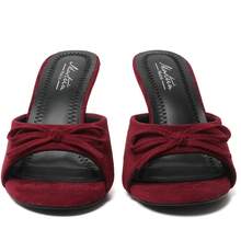 Kitten Heels For Women Round Toe Heels With Bow Vintage Mules Sexy Slip On Stiletto Backless Sandals For Party Daily