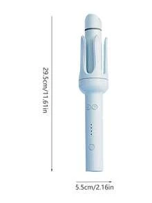 Auto Hair Curler And Straightener 2 In 1, 32mm Automatic Curling Iron With 4 Temperature, Automatic Shut-Off, Anti-Scald Rotating Curling Wand For Hair Styling, Blue