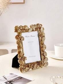 1 件精美尺寸，银杏叶雕刻，树脂制作金色相框 - 现代优雅风格，香槟金色色调，自然灵感细节，非常适合珍惜回忆，非常适合客厅、卧室和书桌装饰，适合乔迁和周年纪念礼物