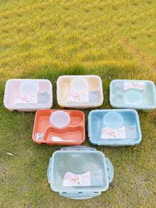 1pc School Student Multi-Function Bento Box Food Storage Container, Sealing Bowl Container, Kitchen Food Preservation Box, Suitable For Outdoor, Weddings, Parties, Gifts, Back To School - Multicolor - View 1