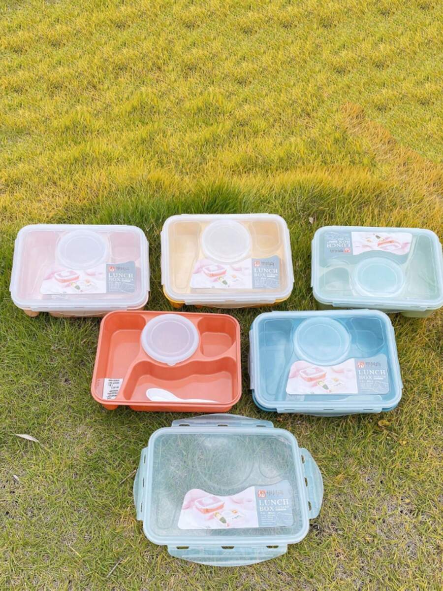 1pc School Student Multi-Function Bento Box Food Storage Container, Sealing Bowl Container, Kitchen Food Preservation Box, Suitable For Outdoor, Weddings, Parties, Gifts, Back To School - Multicolor - View 1