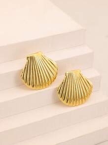 3 Pcs/Set Fashion Shell Pendant Jewelry Set, Ocean Series Stainless Steel Jewelry Set, Beach Necklace Earrings, Stainless Steel Jewelry Including Necklace And Earrings, Suitable For Women's Daily Wear