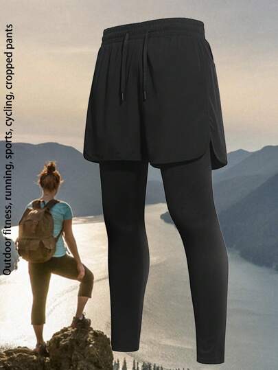 1Pc Women'S Outdoor Sport Leggings, Fitness Jogging Running Pants Cycling 3/4 Pants Tights