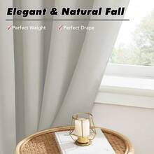 Local Delivery Black Blackout Curtains 63 Inch Length, Room Darkening Thermal Insulated Noise-Reducing Black Out Curtains For Bedroom Living Room Windows, Back Tab Rod Pocket, W52 X L63 Inches, 2 Panels - 自然 - 查看 9