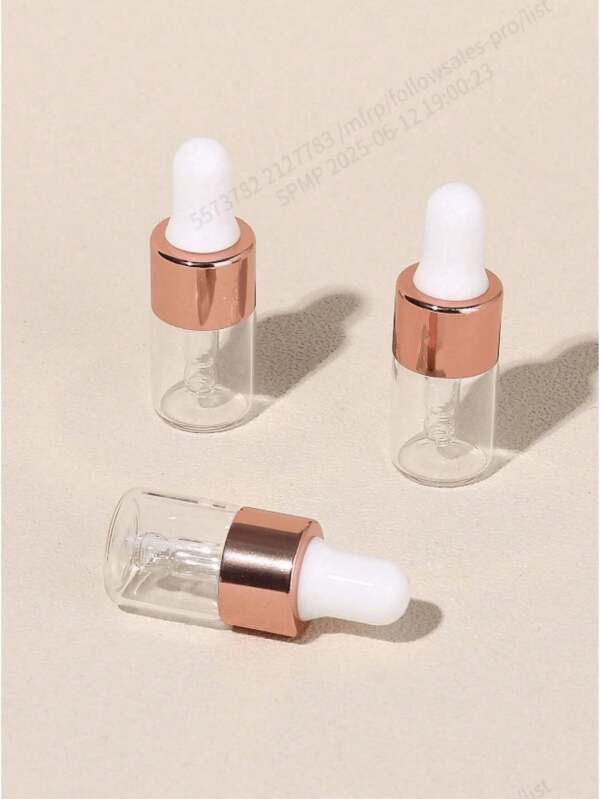 10pcs/Set 2ml Mini Rose Gold Cap Glass Dropper Bottle Set For Essential Oils, Etc., Living Room Home Bedroom Bathroom House Decor, Travel Stuff, Wedding, Party, Birthday, Gifts For Men Mom Dad Friends, New Years, Accessories, Funny Gift