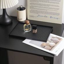 1 pieza Bandeja de moda, organizador de almacenamiento rectangular para baño, disponible en negro o blanco, adecuado para tocador, entrada, joyas, velas, cosméticos, mesa de la sala de estar, decoración de hotel