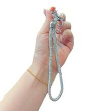 1 pieza Correa de teléfono/llavero/colgante de bolso/cadena de insignia con pedrería brillante y completamente enjoyado de moda, correa de muñeca duradera accesorio de coche, escuela