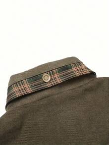 Men's Retro American Style Multi-Pocket Plaid Shirt Jacket - Classic Grid Workwear Design, H-Silhouette Regular Fit, Machine Washable Spring/Fall Casual Outdoor & Fashion Matching Coat, Spring Outerwear, Vintage Aesthetic, Quality Stitching, Streetwear Lovers - xanh quân đội - Xem 4