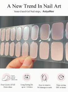 Autocollants de gel pour ongles précuits | 20 autocollants de gel pour ongles roses à paillettes | Le kit d'art pour ongles en gel semi-cuit convient pour la décoration des ongles à la maison
