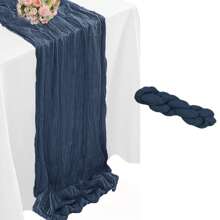 1/5/8pcs Navy Blue Pleated Table Runner, Cheesecloth Table Runner Folding Tablecloth, Festive Birthday Decor Wedding Decor Holiday Home Decor Party Room Table Decoration Dark Blue Table Cloth, Table Flag, Solid Color Table Cover, Birthday Decor Wedding Decor, New Year Decor, Party Favor