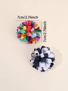 4件套返校季彩色布艺发夹，绣球花发卡，时尚发饰，适合女孩、青少年、学生派对礼物 - 彩色 - 查看 8