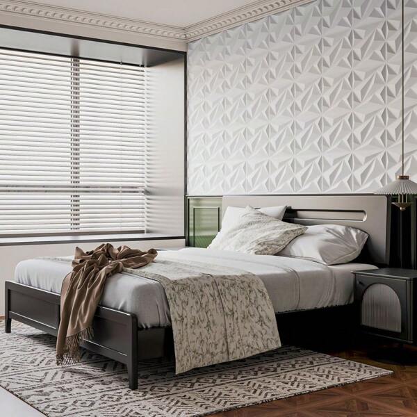 30cmx30cm Rhinestone Design 3D Decorative Wall Panels, Matt White/Black, DIY Home Decor Wall Stickers, Suitable For Bedroom, Gaming Room Decoration Wallpaper Wall Paper Wall Decor