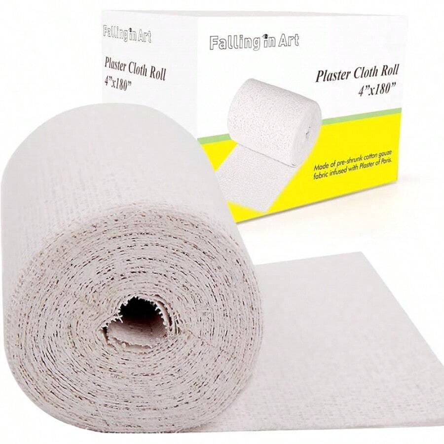 Falling In Art Plaster Cloth Rolls, 500gsm Plaster Strip, Plaster Gauze Bandages Projects, Making, Belly Casts, Body Molds, 4inch X180inch, Single Roll