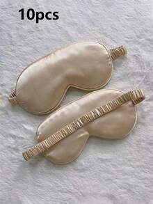 1pc/3pcs/5pcs/10pcs Black, Champagne, Gray, Pink, Green, Blue, Dark Green Double-Sided Silk-Like Breathable Sleep Eye Mask, Relieve Eye Fatigue, Suitable For Girls Nap, Blackout Eye Mask, Non-Tight - Multicolor - View 25