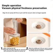 4pcs/Set 15.22oz+25.36oz+43.96oz+Manual Pump, Modern Vacuum Sealed Food Storage Containers, Ideal For Food And Grains, Fridge Storage Boxes And Containers, Fridge Organizer And Replacement Boxes, Fridge Organizer Kit