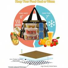 Local Shipping-Femuar Reusable Lunch Box For Men/Women - Insulated Lunch Bag Leakproof Lunchbox For Work Office Picnic Beach - Freezable Lunch Cooler Bag With Adjustable Shoulder Strap - Black - Màu Khaki - Xem 5