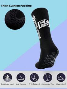 FLSHMCEN 1 Pack Men's Grip Soccer Socks And Football Leg Cover, Non-Slip Leg Shin Guards Cover For Basketball, Football, Sports