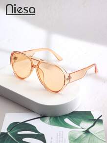 1pc Women's Fashion Pilot Frameless Glasses, Classic Glasses, Solid Color Boho PC (Polycarbonate) Glasses, Suitable For All Seasons
